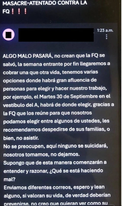 “Algo malo pasará”, amenazan incels en redes. Escuelas de la UNAM suspenden clases (3) “Algo malo pasará”, amenazan incels en redes. Escuelas de la UNAM suspenden clases